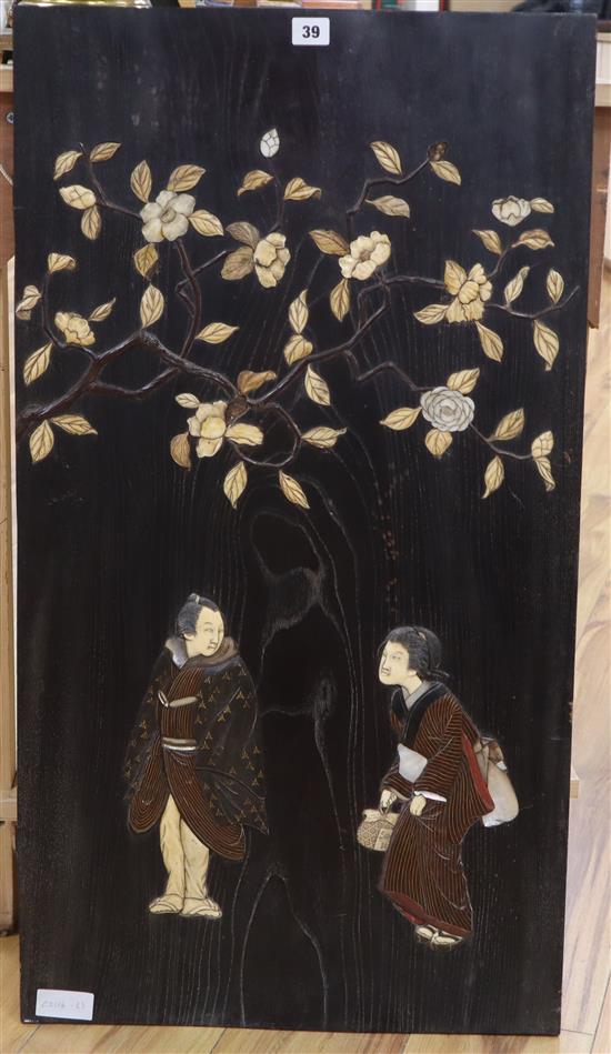 A Japanese Shibayama panel 90 x 49cm